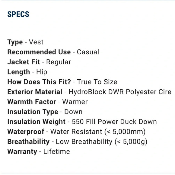 Obermeyer CARSON Aspen Down Vest NEW M - Picture 7 of 7